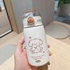 Bonita taza para niños, taza para estudiantes, taza con tapa de oso, taza con pajita, práctica, portátil, compacta, de acero inoxidable, venta al por mayor