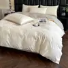 Conjunto de Roupa de Cama Quatro Peças de Algodão de Fibra Longa 60s Lavado, Toda em Algodão, Espessado, Escovado, Luxo Leve Classe A, Jacquard Bordado Tridimensional, Roupa de Cama 100% Algodão