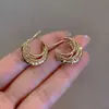 Brincos de Argola Metálicos Super Brilhantes de Múltiplas Camadas com Personalidade Exagerada, Brincos Europeus e Americanos Estilosos e Elegantes, Brincos da Moda e Populares de Influenciadores