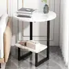 Mesa Auxiliar de Sofá Simple de Lujo Ligero Mueble Lateral Moderno para Dormitorio y Sala de Estar en Casa Mesa Redonda para Casa de Alquiler Mesa Pequeña