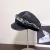 Gorra de estilo Newsboy de Mezclilla Lavada con Borde Deshilachado para Mujer, Sombrero con Visera Elegante Versátil con Protección Solar para Verano
