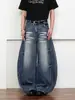 Jeans Scimitar Lavado com Bigodes High Street Americano Masculino Verão Novo Solto Reto Wide-Leg Comprimento Total Calças Foice