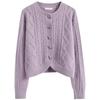 Jaqueta Feminina Nova Personalizada de Fábrica Primavera e Outono Outer Cardigan Suéter de Tricô Roxo Macio Ceroso