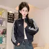 Chaqueta de diseño estilo europeo con cuello alto de corbata de lazo para mujer, nuevo nicho juvenil y elegante, top casual corto con doble cremallera