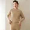 Suéter de gola redonda espesso 100% caxemira pura para mulheres, outono e inverno, malha casual fashion solta, camisa base de tricô para mulheres