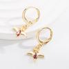 Pendientes geométricos de colores creativos nuevos transfronterizos de Europa y Estados Unidos con incrustaciones de circonitas chapadas en oro y cobre, pendientes de temperamento que combinan con todo, disponibles en stock