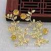 Hongxing DIY Joyería Cobre Color Oro 24K Conservante 50*26*8mm Accesorios Rama de Flor Material para Horquilla Accesorios B1588