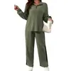Moda feminina europeia e americana conjunto casual transfronteiriço outono/inverno 2026 conjunto de duas peças de moletom canelado e calça de perna larga