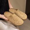 Medias Pantuflas Baotou para Mujer 2025 Nuevas Slip-Ons de Suela Gruesa, Caladas, Transpirables, Casuales, Versátiles, Para Usar Afuera, Birkenstocks de Agujeros