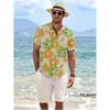 Camisa Floral de Manga Curta de Verão Masculina Plus Size Tendência Viagem à Tailândia Camisa Tropical Férias na Praia Jaqueta Tendência para Homens