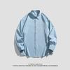 Camisa Casual Simples de Manga Longa Personalizada Tendência Nova Primavera 2024 Estilo Hong Kong Estilo Japonês Gola Lapela Solta Respirável Sem Ferro