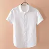 Extremamente linho fresco básico casual manga curta camisa de linho de algodão masculino estilo japonês verão solto camisa de linho artístico para a juventude