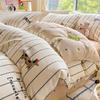 Conjunto de Cama de Algodão Puro Desenho Animado Quatro Peças 100% Algodão Capa de Edredom para Dormir Nu Lençóis de Cama Conjunto de Cama de Verão para Dormitório Três Peças 4