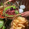 Cesta de Verduras para Olla Caliente de Hongos Silvestres, Charola Multicapa Tejida tipo Ratán para Snacks y Frutas, Cesta de Verduras