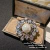 Broche de Panal de Encaje con Gema de Copo de Nieve Corte Romano Cuentas de Tahití Chapado en Oro de 18K Pendientes de Copo de Nieve con Circonita