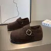 Zapatos Birkenstock de suela gruesa para mujer otoño e invierno más terciopelo feos lindos peludos algodón de nieve que aumentan la altura suela suave mocasines de fieltro de lana