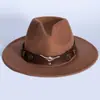 Sombrero Vaquero Occidental Popular de Estilo Étnico Tribal Europeo y Americano con Decoración de Cabeza de Vaca, Sombrero de Copa, Sombrero de Paja, Sombrero de Aro con Cinturón de Accesorios