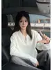 Camiseta de Manga Larga con Cuello en V y Patrón de Escamas de Dragón Texturizado Pesado Americano para Hombres y Mujeres Primavera Otoño Invierno Casual Commute Estilo Perezoso Top