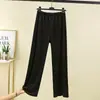 Pantalones térmicos de invierno para mujer para casa, pantalones casuales con forro polar, de cintura alta, talla grande, engrosados, color liso, se pueden usar afuera, pantalones de pierna ancha