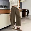 Fotos reales de pantalones de trabajo lavados y descoloridos de alta resistencia, pantalones casuales nuevos y engrosados para otoño de 2026, holgados y adelgazantes, pantalones de pierna zanahoria recortados