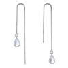 Pendientes de gota de agua de piedra lunar, pendientes largos con borlas para mujer, súper hada, joyería para orejas, pendientes distintivos de feldespato con tirador simple, pendientes