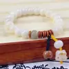Raíz de Bodhi de Jade Blanco Círculo Único Estilo Antiguo Cuentas de Barril Hilo Liso y Otros Ricos y Diversos Exquisitos y Hermosos Pulseras de Bodhi Venta al por Mayor