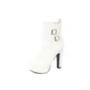 Botas de Invierno 2026 Estilo Punk Nuevo Plataforma Impermeable de Suela Gruesa 40-50 Tallas Extra Grandes Punta Redonda Cremallera Lateral Caña Baja para Mujer
