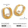 Pendientes Yuhui de Acero de Titanio Transfronterizos con un Toque de Nicho de Alta Gama, Geométricos en Forma de U con Incrustaciones de Circonita, Pendientes de Acero Inoxidable Chapados en Oro