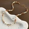 Cadena clavicular de cuentas hechas a mano de piedra natural, cristal fresa que no se desvanece fácilmente, nueva moda nicho combinable, nueva joyería