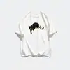 Camiseta de Algodón Puro Estilo Americano con Estampado Floral Gris para Hombre, Manga Corta, Diseño de Marca de Verano de Moda, Peso Pesado Vintage High Street Europeo y Americano Manga Corta