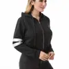 Comercio Exterior Transfronterizo Primavera y Otoño Chaqueta para Mujer Amazon Aliexpress Color Sólido Cremallera Corta Manga Larga Sudadera con Capucha de Barras Paralelas
