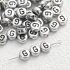 4*7mm Base de Plata Antigua Letra Negra Cuentas de Letra Acrílicas Cuentas Sueltas Accesorios para Joyería DIY Accesorios para Collares Pulseras