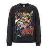 Camiseta Retrô Manga Longa Filme Scarface Impressão Digital Direta Solta Algodão de Xinjiang Gola Redonda Top Outono Inverno Masculino