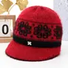 Sombrero de Lana de Ala Ancha para Mujer Otoño/Invierno Cálido con Piel de Conejo a Prueba de Frío para Exteriores para Madres y Abuelas de Mediana Edad y Mayores con Gorro de Punto de Forro Polar Adicional