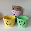 Cesta de Almacenamiento de Llaves de Escritorio Tejida con Cuerda de Algodón Smiley Hecha a Mano para Cosméticos, Snacks, Juguetes, Artículos Varios de Cabecera