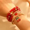 Pulsera de Cristal con Cuentas Creativas Transfronteriza, Set de 4 Piezas con Colgante de Cereza, Pulsera Estilo Bohemio al por Mayor