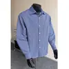 Cleanfit Camisa de Cuadros Azules para Hombre Primavera y Otoño Estilo Americano Retro Camisa de Cuadros de Manga Larga Chaqueta de Alta Gama para Mujer