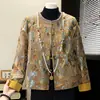 Casaco de Mãe de Alta Qualidade Novo Estilo Chinês, Moda Primavera, Novo Elegante Top de Gola Redonda Estiloso de Luxo Leve para Mulheres de Meia-Idade e Idosas