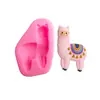 Molde de Silicona Animales de Dibujos Animados Artificiales Alpaca Oveja Pequeña Ritmo Seco Horneado Pastel Chocolate Arcilla Cerámica Blanda