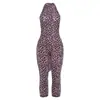 Estilo Europeo 2026 Otoño/Invierno Nuevo Venta al por Mayor Ropa para Mujer Mono Corto Sexy Estampado de Leopardo Halter con Lazos Espalda Descubierta Ajustado