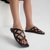 Sandalias planas de malla hueca de talla grande de comercio exterior europeo y americano para mujer, sandalias de playa ligeras con punta abierta y diseño transfronterizo.