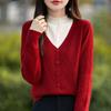 Suéter de lana peinada de dos piezas con cuello alto falso para mujer, otoño e invierno, nueva camisa con base interior de encaje, suéter de punto elegante