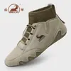 Botas de nieve para hombre marca Ram genuinas, forradas de polar, engrosadas, cálidas, zapatillas deportivas casuales de caña alta, botas Martin de cuero genuino para hombre