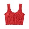 Roupas femininas de estilo europeu e americano 2024 verão novo estilo suspensório design curto arco decorado popeline umbigo-expondo top sexy