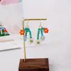 Pendientes de Flor Coloridos de Primavera y Verano Hechos a Mano con Cuentas de Cristal Tejidos Piña Cereza Roja Largos Versátiles