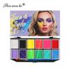 Amazon venda quente 12 grade Halloween palco maquiagem cor correspondência pintura corporal cor terno terno fábrica atacado