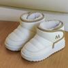 Botas de Neve Infantis Inverno Masculino e Feminino Bebê Crianças Velcro Cor Pura Simples Veludo Espessado Impermeável Sapatos de Algodão