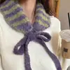Bufanda tejida linda con orejeras, diseño a rayas, estilo juvenil, gorrito, bufanda estilo coreano, bufanda de doble uso para mujer, versátil y fácil de combinar