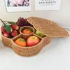 Cesta de Rattan Sintético Cesta de Armazenamento com Divisórias de Rattan com Tampa Caixa de Armazenamento de Frutas Secas e Doces para Mesa Cesta Dividida Caixa de Presente Cesta de Frutas