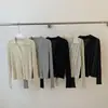 Moda delicada estilo coreano! Novo top de malha de manga comprida versátil afunilado com design canelado e gola polo outono 2026 para mulheres